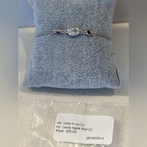 White and red CZ on Sterling Bracelet
